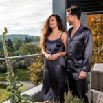 Prabangūs šilkiniai naktiniai Neglige ilgi