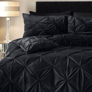 Aksominis Dvigulis patalynės komplektas Pintuck Black