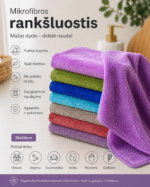 Nedideli rankšluostukai iš mikropluošto 3vnt 4vnt 5vnt 6 vnt