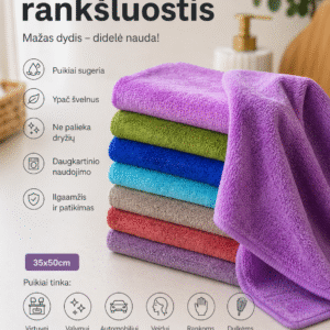 Nedideli rankšluostukai iš mikropluošto 3vnt 4vnt 5vnt 6 vnt