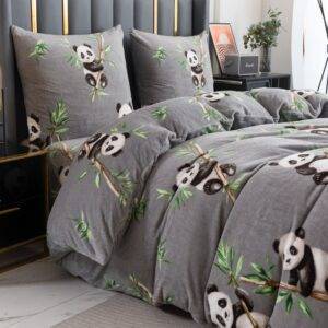 Viengulis 160x200 pliušinis patalynės komplektas(SHY-3244)BambooPanda