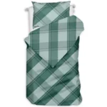 Flanelinė viengulė patalynė Languota žalia 140x200