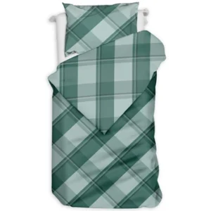 Flanelinė viengulė patalynė Languota žalia 140x200