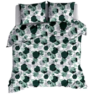Flanelinė dvigulė patalynė Hexagon Green 220x200