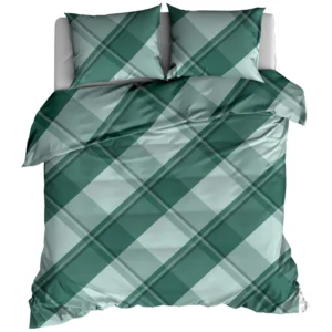 Flanelinė viengulė patalynė Languota žalia 140x200