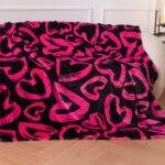 Pledas pliušinis 220x200 cm ( Širdelės fucsia )