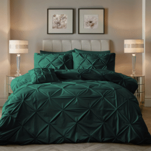 Aksominis Viengulis patalynės komplektas Pintuck Green