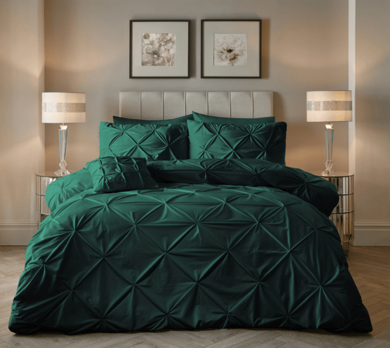 pintuck green Aksominis Viengulis patalynės komplektas Pintuck Green