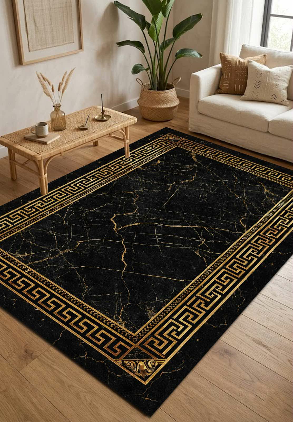 1000023013 Ilgas Marmuro rašto VERSA juodas kilimas