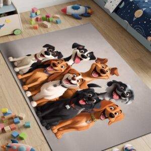 Vaikiškas neslystantis kilimas 80x150 cm Šunys