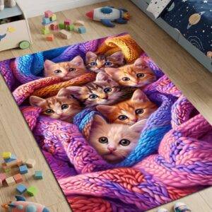 Vaikiškas neslystantis kilimas 80x150 cm Kačiukai