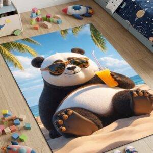 Vaikiškas neslystantis kilimas 80x150 cm Atostogų Panda