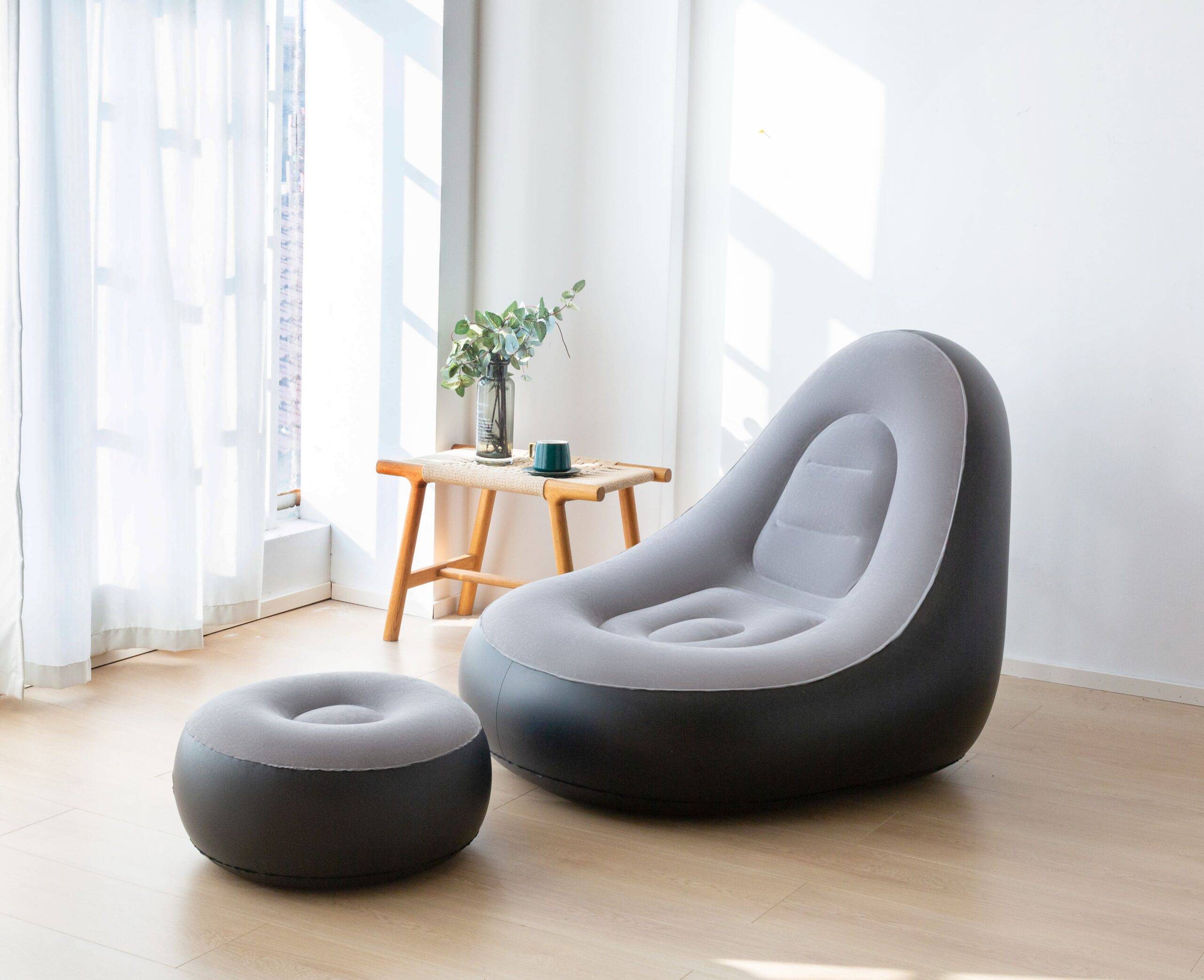 WDF-3402-1 Pripučiamas poilsio KRĖSLAS Fotelis Pilka+Juoda