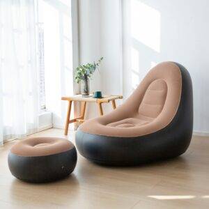 Pripučiamas poilsio KRĖSLAS Fotelis Smėlio+Juoda