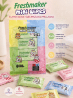 Mini Šlapios servetėlės MiniWipes 8x8