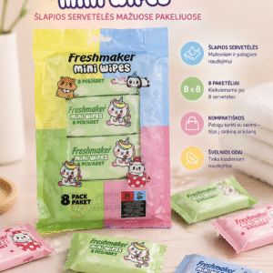 Mini Šlapios servetėlės MiniWipes 8x8
