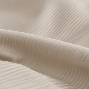 Juostuotas satino medvilnės 140x200 patalynės komplektas BEIGE-LINES