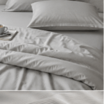 Juostuotas satino medvilnės 140x200 patalynės komplektas SILVER-LINES