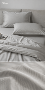 Juostuotas satino medvilnės 140x200 patalynės komplektas SILVER-LINES