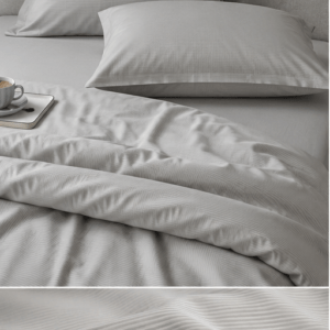 Juostuotas satino medvilnės 140x200 patalynės komplektas SILVER-LINES
